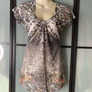 (2 for $20) Multicolour v-neck short sleeve blouse tshirt